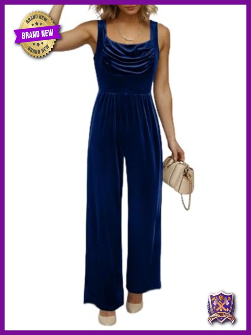 Velvet Jumpsuit Sleeveless Wide Leg Rompers Casual Fall Overalls